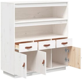 vidaXL Ντουλάπι Ψηλό Λευκό 100x40x108,5 εκ. από Μασίφ Ξύλο Πεύκου