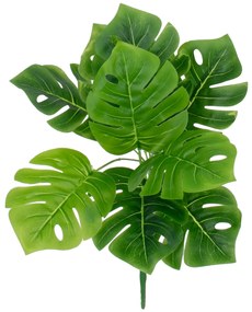 GloboStar® MONSTERA MEDIUM 78261 Τεχνητό Φυτό Μονστέρα Μεσ. - Μπουκέτο Διακοσμητικών Φυτών - Κλαδιών με Φύλλωμα Πράσινο Υ33cm