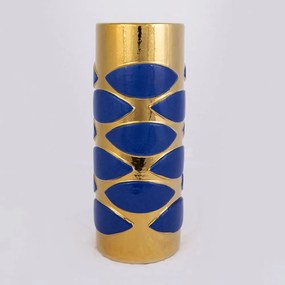 Βάζο Κεραμικό 752-20172 12x12x26,5cm Blue-Gold Estheti Home Κεραμικό