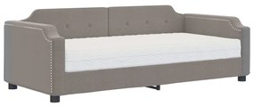 Καναπές Κρεβάτι με Στρώμα Taupe 90 x 200 εκ. Υφασμάτινο - Μπεζ-Γκρι