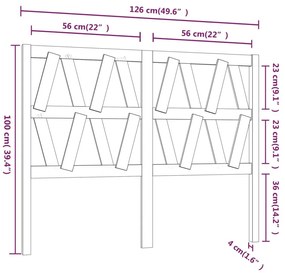 Κεφαλάρι Κρεβατιού Μαύρο 126 x 4 x 100 εκ. Μασίφ Ξύλο Πεύκου - Μαύρο