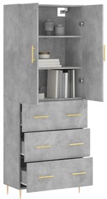 vidaXL Ντουλάπι Γκρι Σκυροδέματος 69,5x34x180 εκ. Επεξεργασμένο Ξύλο