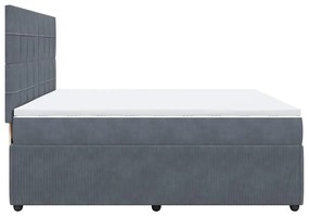 vidaXL Κρεβάτι Boxspring με Στρώμα Σκούρο Γκρι 200x200 εκ. Βελούδινο