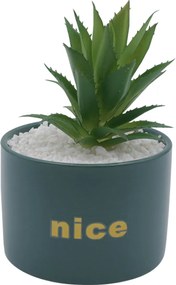Τεχνητό Φυτό σε Κεραμικό Γλαστράκι "Nice" 11x17cm - Πράσινο