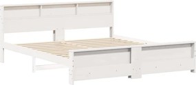 vidaXL Σκελετός Κρεβατιού με ράφι Λευκό 180 x 200 cm Στερεό πεύκο