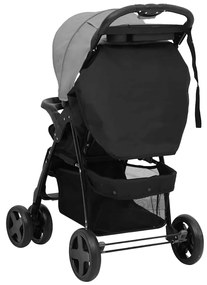 vidaXL Καροτσάκι Μωρού 3 σε 1 Ανοιχτό Γκρι / Μαύρο Ατσάλινο