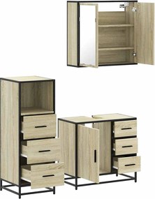 vidaXL Σετ Επίπλων Μπάνιου 3 Τεμαχίων Sonoma Δρυς Επεξεργασμένο Ξύλο