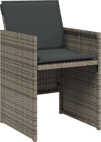 vidaXL Σετ Τραπεζαρίας Κήπου 9 τεμ. Γκρι Συνθ. Ρατάν με Μαξιλάρια