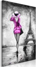 Πίνακας - Parisian Woman (1 Part) Vertical Pink - 40x60