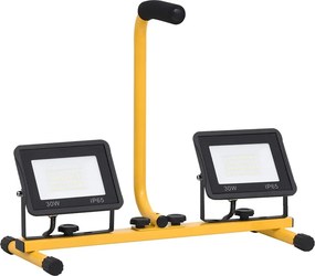 vidaXL Προβολέας LED με Λαβή Θερμό Λευκό 2 x 30 W