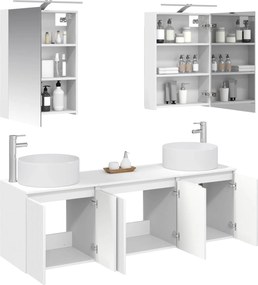 vidaXL Σετ Ντουλαπιών Μπάνιου 5 pcs Λευκό Επεξεργασμένο Ξύλο