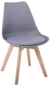 Καρέκλα MARTIN STRIPE Ξύλινο πόδι / PP Γκρι 49x56x82cm (Σετ 4 ΤΕΜ)