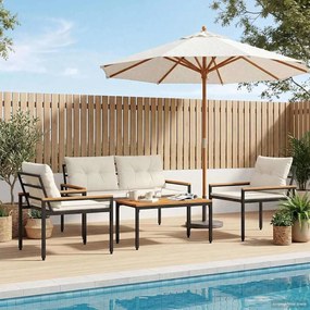 vidaXL Σετ Εξωτερικών Επίπλων 4 pcs Λευκό κρεμ συνθετικό ρατάν