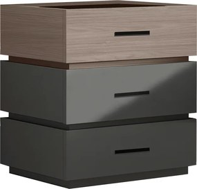 Κομοδίνο Sonlen pakoworld mdf σε sonoma-ανθρακί απόχρωση 60x40x66εκ
