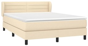 vidaXL Κρεβάτι Boxspring με Στρώμα Κρεμ 140x200 εκ. Υφασμάτινο