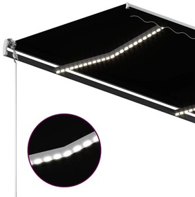 Τέντα Συρόμενη Χειροκίνητη με LED Ανθρακί 400 x 350 εκ. - Ανθρακί