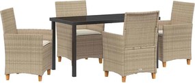 vidaXL Σέτ φαγητού για κήπο 5 pcs Μπεζ συνθετικό ρατάν