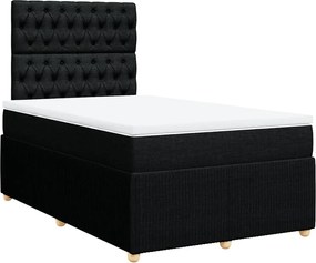 vidaXL Κρεβάτι Boxspring με Στρώμα Μαύρο 120x190 εκ. Υφασμάτινο