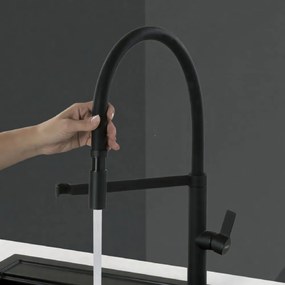 Elleci Wave Black - Μπαταρία Κουζίνας με Εύκαμπτο Ντους