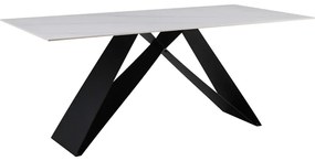 Intrahome Τραπέζι Meja Intrahome Sintered stone λευκό με μεταλλικά πόδια σε μαύρη απόχρωση 180x90x76εκ | SKU: INTRAPA-389111120