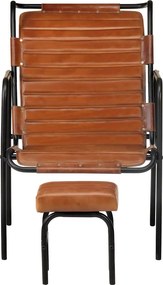 vidaXL Πολυθρόνα Relax Καφέ από Γνήσιο Δέρμα Με Υποπόδιο