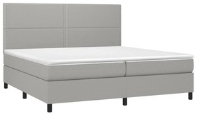 Κρεβάτι Boxspring με Στρώμα Ανοιχτό Γκρι 200x200 εκ. Υφασμάτινο - Γκρι