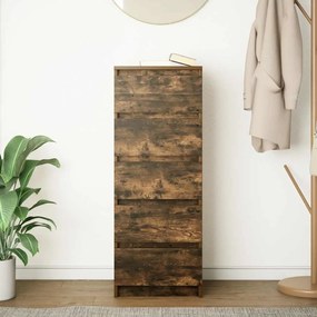 Συρταριέρα με Συρτάρια Καπνιστή Δρυς 37,5x35x99 εκ. Επεξ. Ξύλο - Καφέ