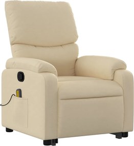 vidaXL Πολυθρόνα Μασάζ Ανακλινόμενη με Ανύψωση Κρεμ Υφασμάτινη