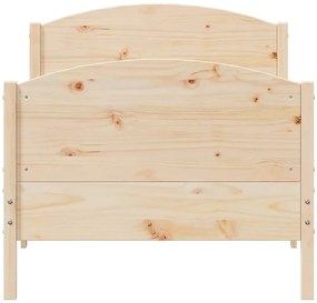 vidaXL Σκελετός Κρεβατιού Χωρίς Στρώμα 75x190 εκ Μασίφ Ξύλο Πεύκου