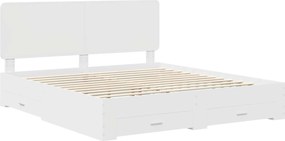 vidaXL Σκελετός Κρεβατιού Λευκό 200 x 200 cm Επεξεργασμένο ξύλο
