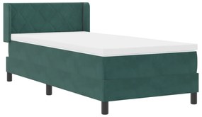 vidaXL Κρεβάτι Box Spring με Στρώμα  Σκούρο Πράσινο 90x200 εκ. Βελούδο