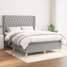Κρεβάτι Boxspring με Στρώμα Ανοιχτό Γκρι 140x200 εκ. Υφασμάτινο
