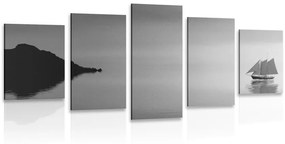 Ιστιοπλοϊκό 5 τμημάτων με εικόνα σε ασπρόμαυρο σχέδιο - 100x50