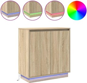 vidaXL Πλευρικό Τραπέζι LED Sonoma Δρυς 71 x 34,5 x 75 εκ.