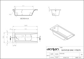 Acrilan Sine - Ακρυλική Μπανιέρα 170x70 εκ - Maxxcoat
