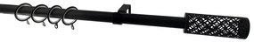 Κουρτινόξυλο Φ19mm Μονό Επεκτεινόμενο 120-210cm Με Άκρα Grace Black Mat 999128