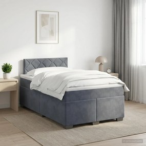 vidaXL Κρεβάτι box spring με στρώμα Σκούρο Γκρι 120 x 200 cm Βελούδο