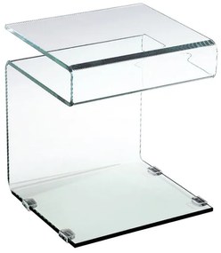 ΕΜ735 GLASSER Τραπεζάκι Βοηθητικό Διάφανο Γυαλί 12mm  42x38x48cm Clear,  Bent Glass - Γυαλί, , 1 Τεμάχιο