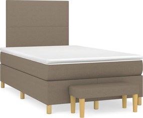 vidaXL Κρεβάτι Boxspring με Στρώμα Taupe 120x200 εκ. Υφασμάτινο