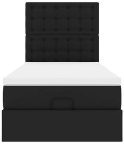 Οθωμανικό κρεβάτι με στρώμα Μαύρο 80x200cm Faux Leather - Μαύρο