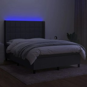 vidaXL LED Κρεβάτι με βάθρο με κεφαλάρι ύφασμα