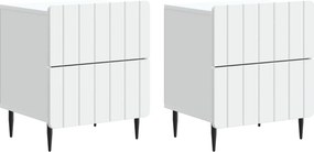 vidaXL Κομοδίνο 2 τεμ. Λευκό 43 x 34,5 x 49,5 εκ Επεξεργασμένο Ξύλο