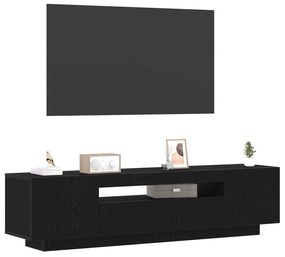vidaXL Κάδος τηλεόρασης με LED φώτα, Μαύρο Δρυς, 160x35x40 εκ., από επεξεργασμένο ξύλο