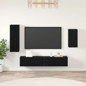 vidaXL Σετ τηλεοπτικού cabinet 4 pcs Μαύρη Δρυς 30.5 x 30 x 90 cm
