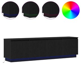 vidaXL Βιτρίνα τηλεόρασης με LED Μαύρη δρυς 180 x 38 x 49 εκ