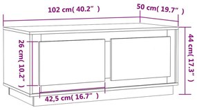 Τραπεζάκι Σαλονιού Λευκό 102 x 50 x 44 εκ. Επεξεργασμένο Ξύλο - Λευκό