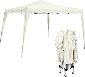 GAZEBO Πτυσσόμενο Μέταλλο Βαφή Άσπρο, Ύφασμα Άσπρο   1τμχ
