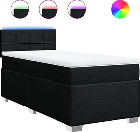 vidaXL Κρεβάτι Boxspring με Στρώμα Μαύρο 90x200 εκ. Υφασμάτινο