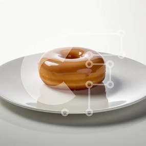 Σετ των 2 Intra Συλλεκτικό Ξύλινο Παζλ Plywood 4mm - Γυαλισμένο ντόνατ σε λευκό πιάτο Σε Ξύλινο Κουτί - Διαστάσεις: 10x10 cm – 25 κομμάτια