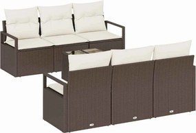 vidaXL Σετ Καναπέ 7 τμχ. 6-Αριθμός καθισμάτων Καφέ και Κρέμα